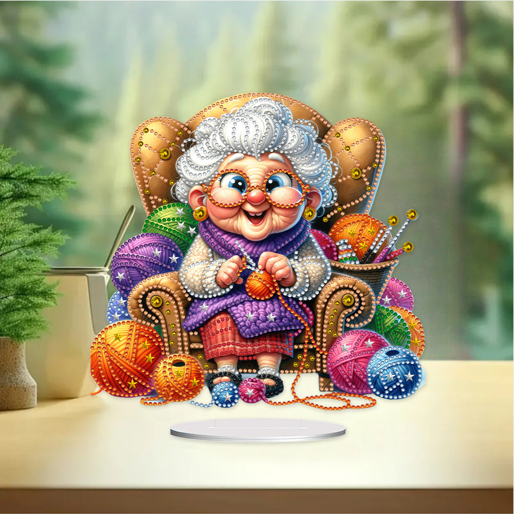 Acrylic Special Shaped Grandma Leisure Time Diamond Painting Desktop Decorations