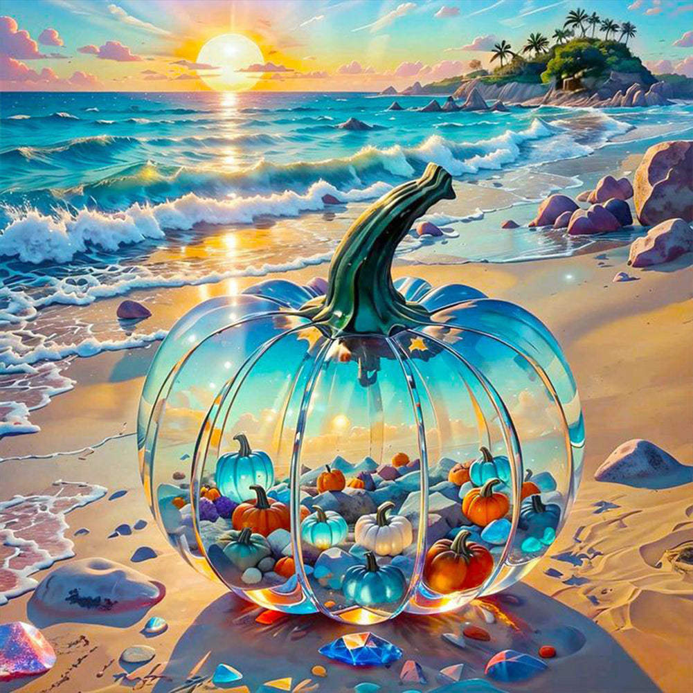 Beach Glass Pumpkin - Full Round Drill Diamond Painting 30*30CM