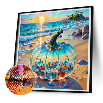 Beach Glass Pumpkin - Full Round Drill Diamond Painting 30*30CM