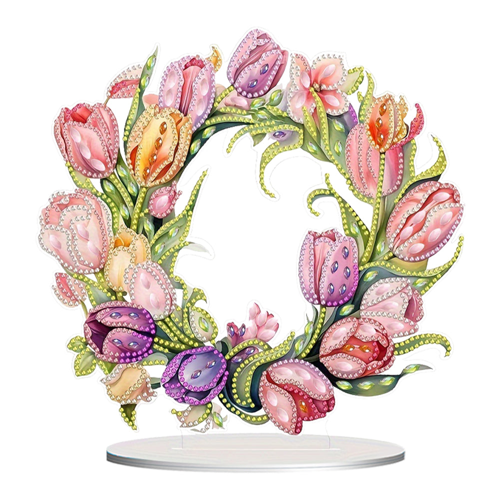 Tulip Wreath Desktop Diamond Art Kits Diamond Painting Desktop Ornaments