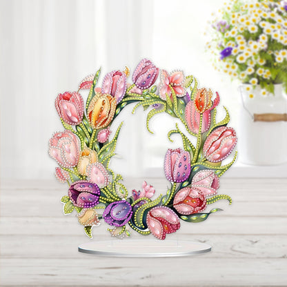 Tulip Wreath Desktop Diamond Art Kits Diamond Painting Desktop Ornaments