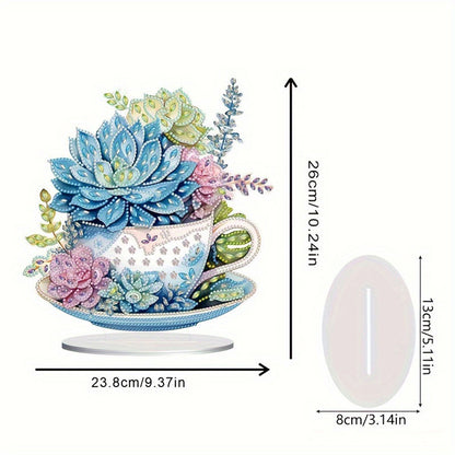 Teacup Succulent Desktop Diamond Art Kits Diamond Painting Desktop Decors