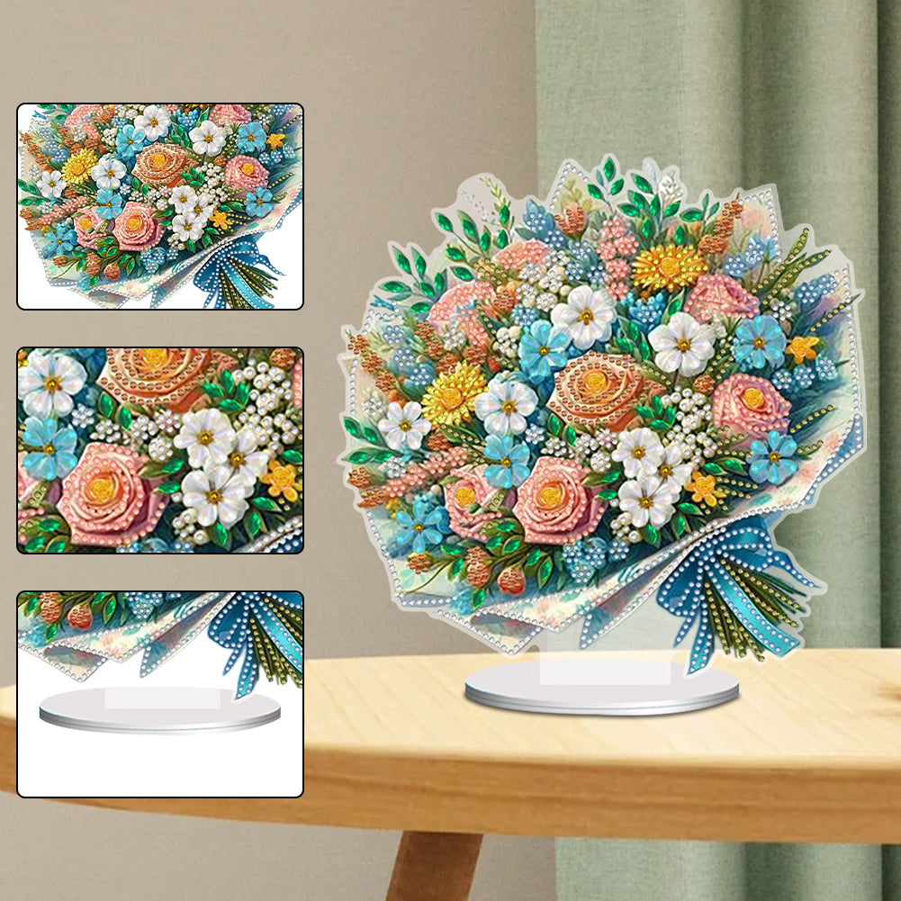 Acrylic Special Shaped Bouquet 5D DIY Diamond Art Tabletop Decoration for Adults