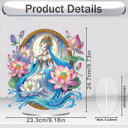 Acrylic Special Shaped Lotus Girl DIY Table Top Diamond Painting Ornament Kits