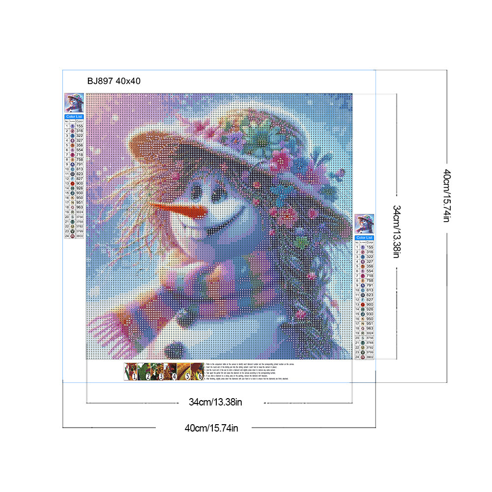 Wig Snowman - Full Round Drill Diamond Painting 40*40CM