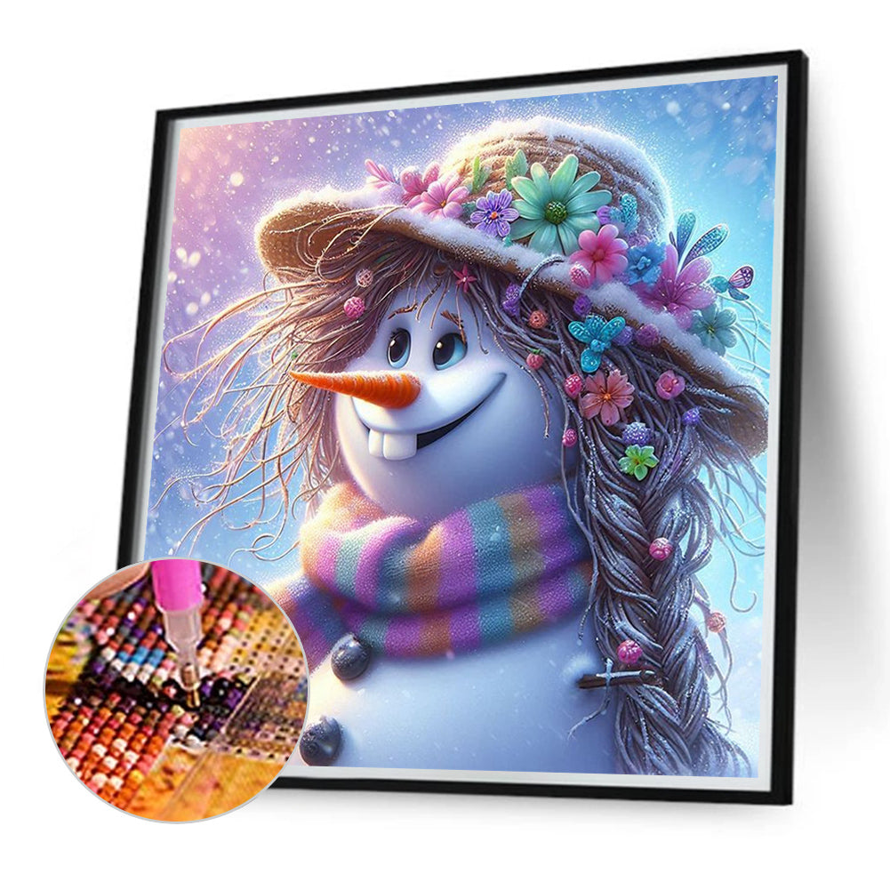 Wig Snowman - Full Round Drill Diamond Painting 40*40CM