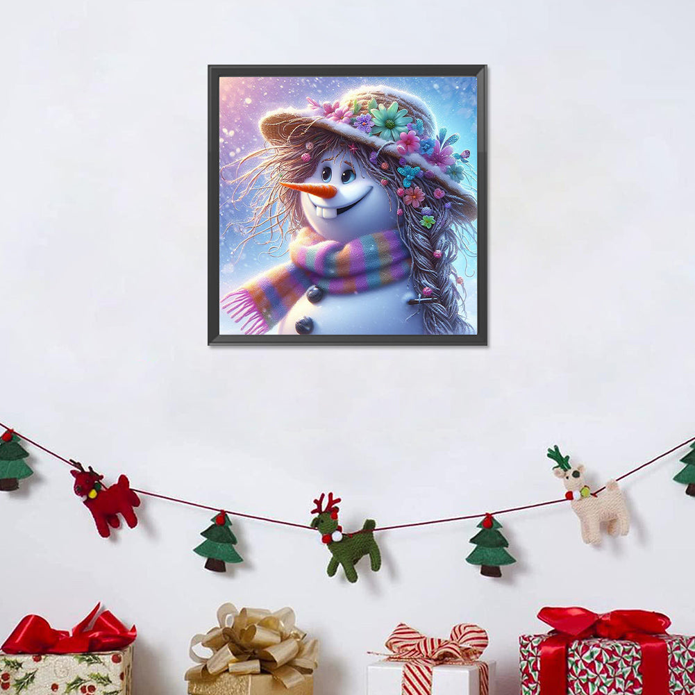 Wig Snowman - Full Round Drill Diamond Painting 40*40CM