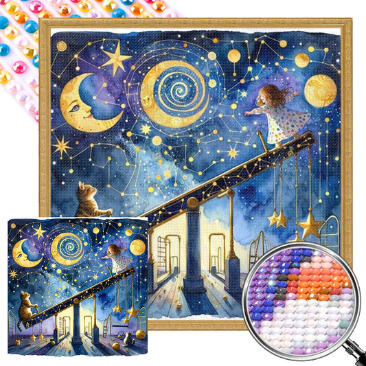 Starry Sky Playground Children - Full AB Round Drill Diamond Painting 30*30CM