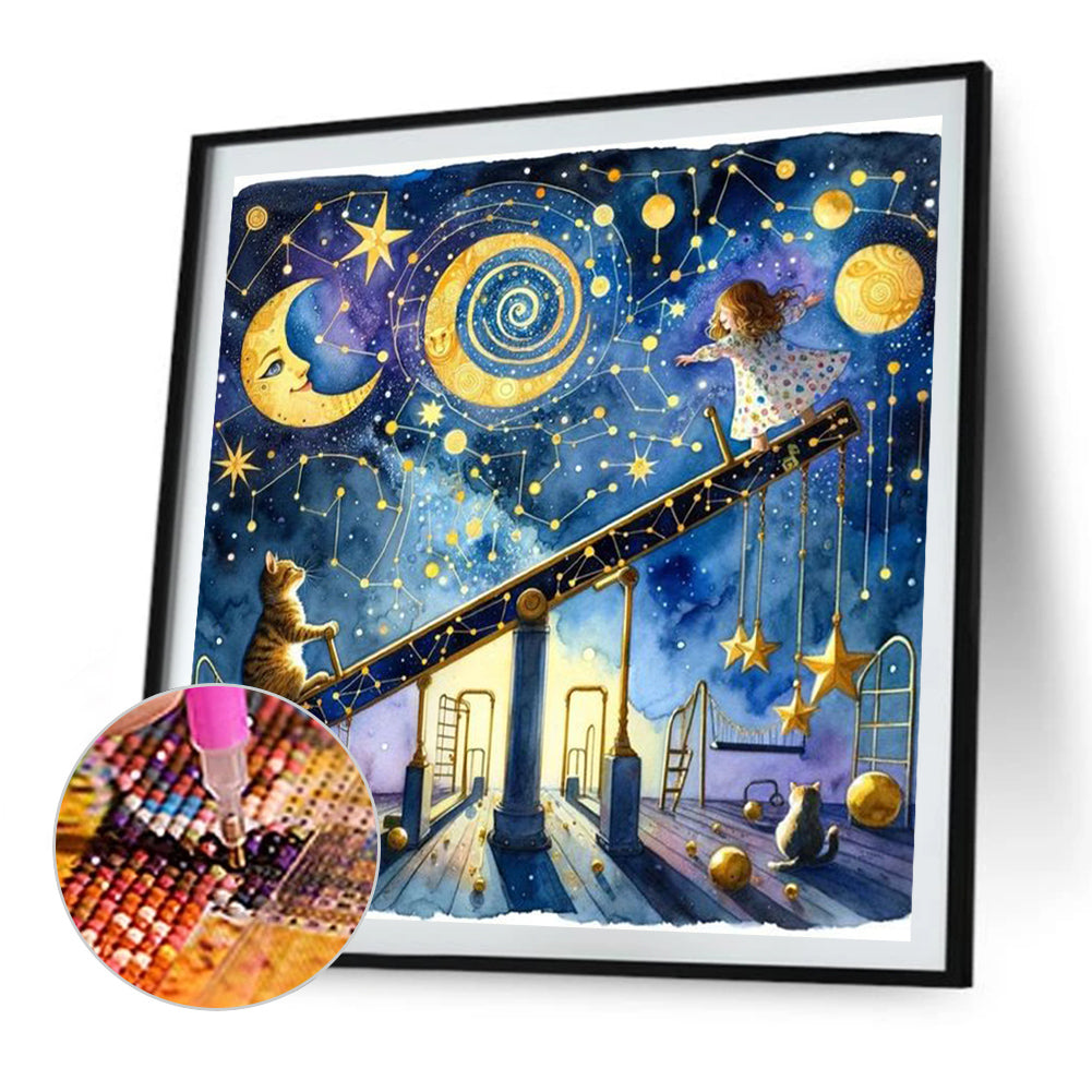 Starry Sky Playground Children - Full AB Round Drill Diamond Painting 30*30CM