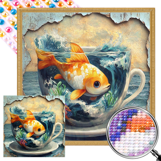 Goldfish In A Cup - Full AB Round Drill Diamond Painting 40*40CM