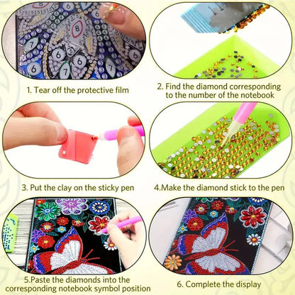 Diamond Embroidery Notebook 60 Pages for Home Office Art Drawing (Butterfly 1)