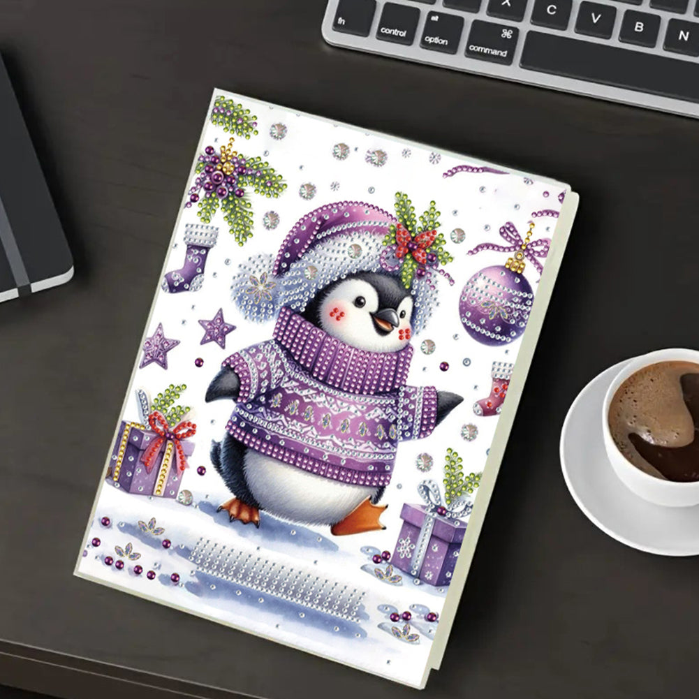 Diamond Embroidery Notebook 60 Pages for Home Office Art Drawing (Penguin 2)