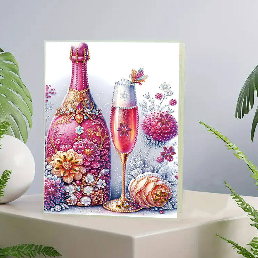 Diamond Embroidery Notebook 60 Pages for Home Office Art Drawing (Wine)