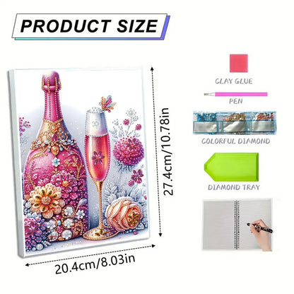 Diamond Embroidery Notebook 60 Pages for Home Office Art Drawing (Wine)