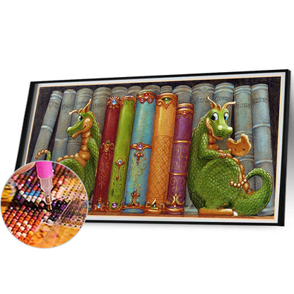 Double Dinosaur And Book - Full Round Drill Diamond Painting 30*50CM