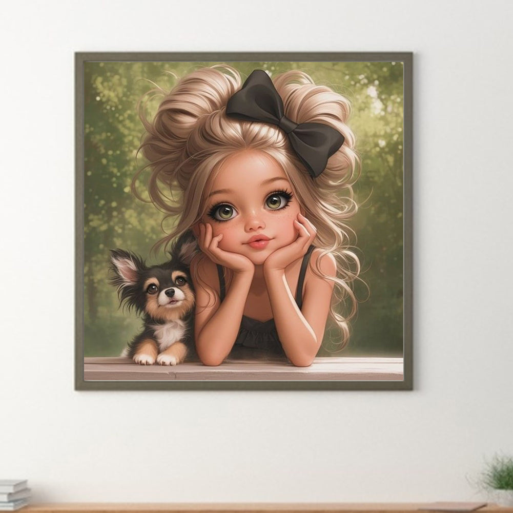 Cute Big Eyes Girl - Full Round Drill Diamond Painting 40*40CM