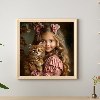 Cute Big Eyes Girl - Full Round Drill Diamond Painting 40*40CM