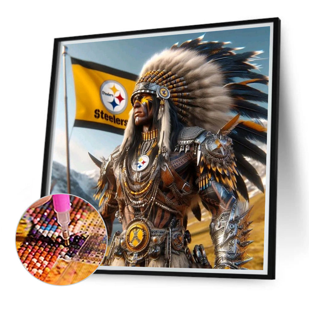 Indian Men Vs. Pittsburgh Steelers - Full Round Drill Diamond Painting 40*40CM