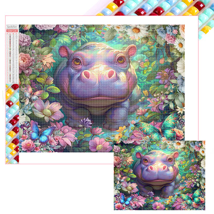 Hippo - Full Square Drill Diamond Painting 40*30CM