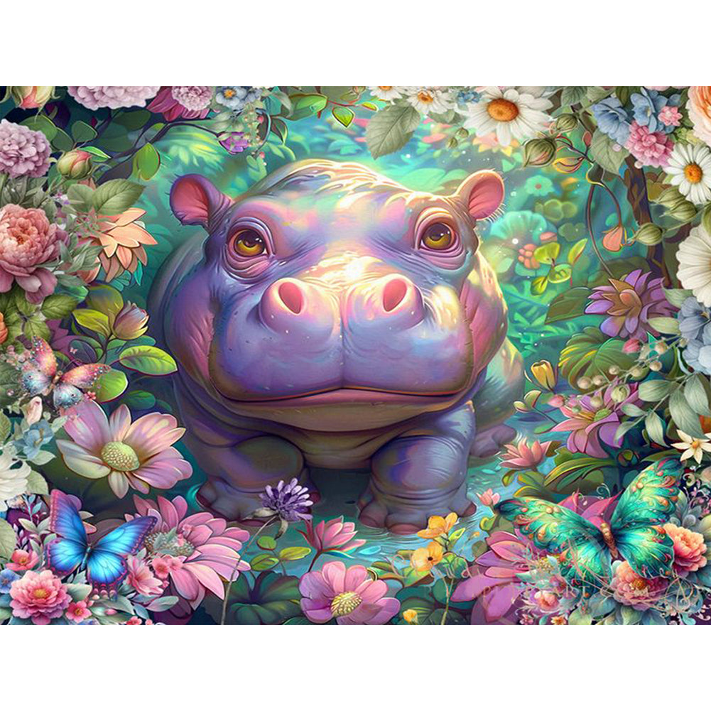 Hippo - Full Square Drill Diamond Painting 40*30CM