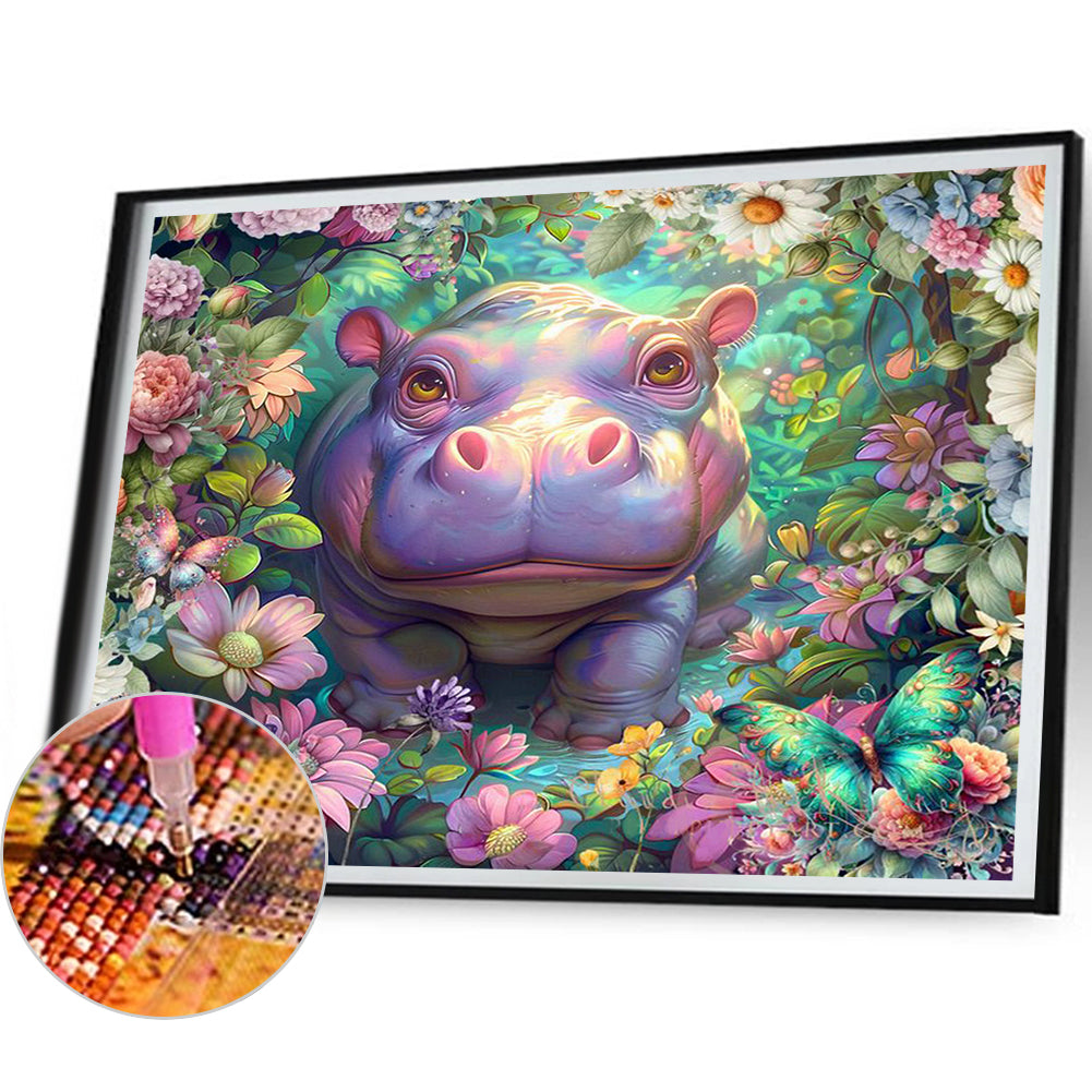 Hippo - Full Square Drill Diamond Painting 40*30CM