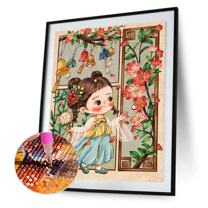 Ancient Cartoon Girl - Full Round Drill Diamond Painting 40*50CM