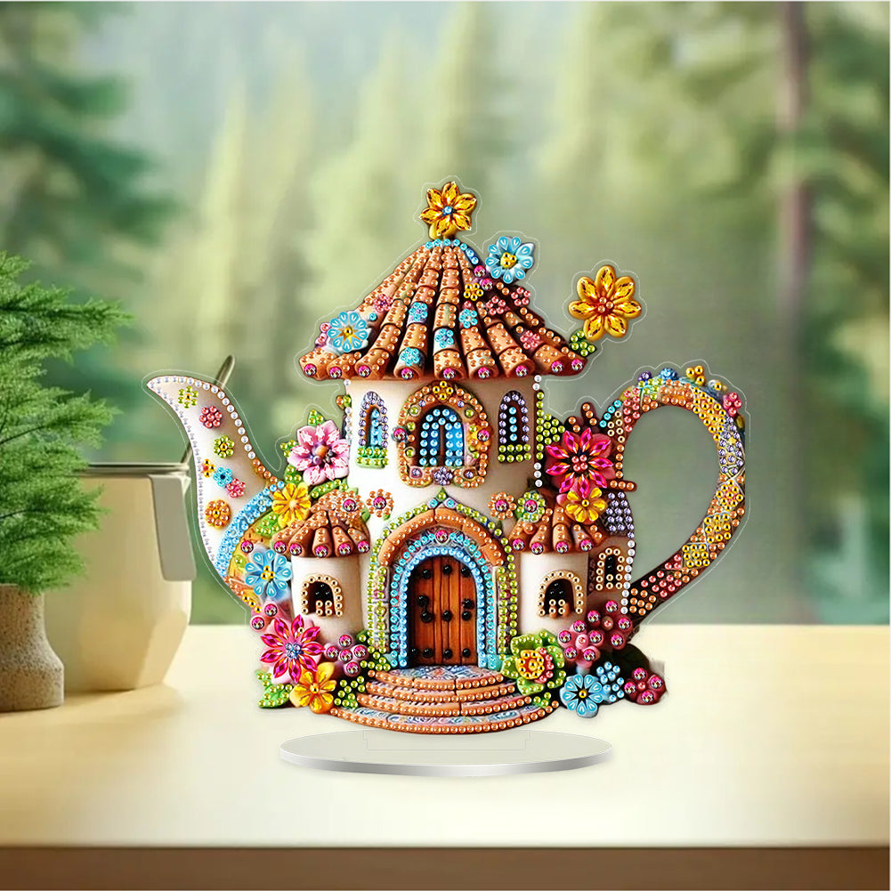 Acrylic Special Shaped Kettle 5D DIY Diamond Art Tabletop Decorations for Adults