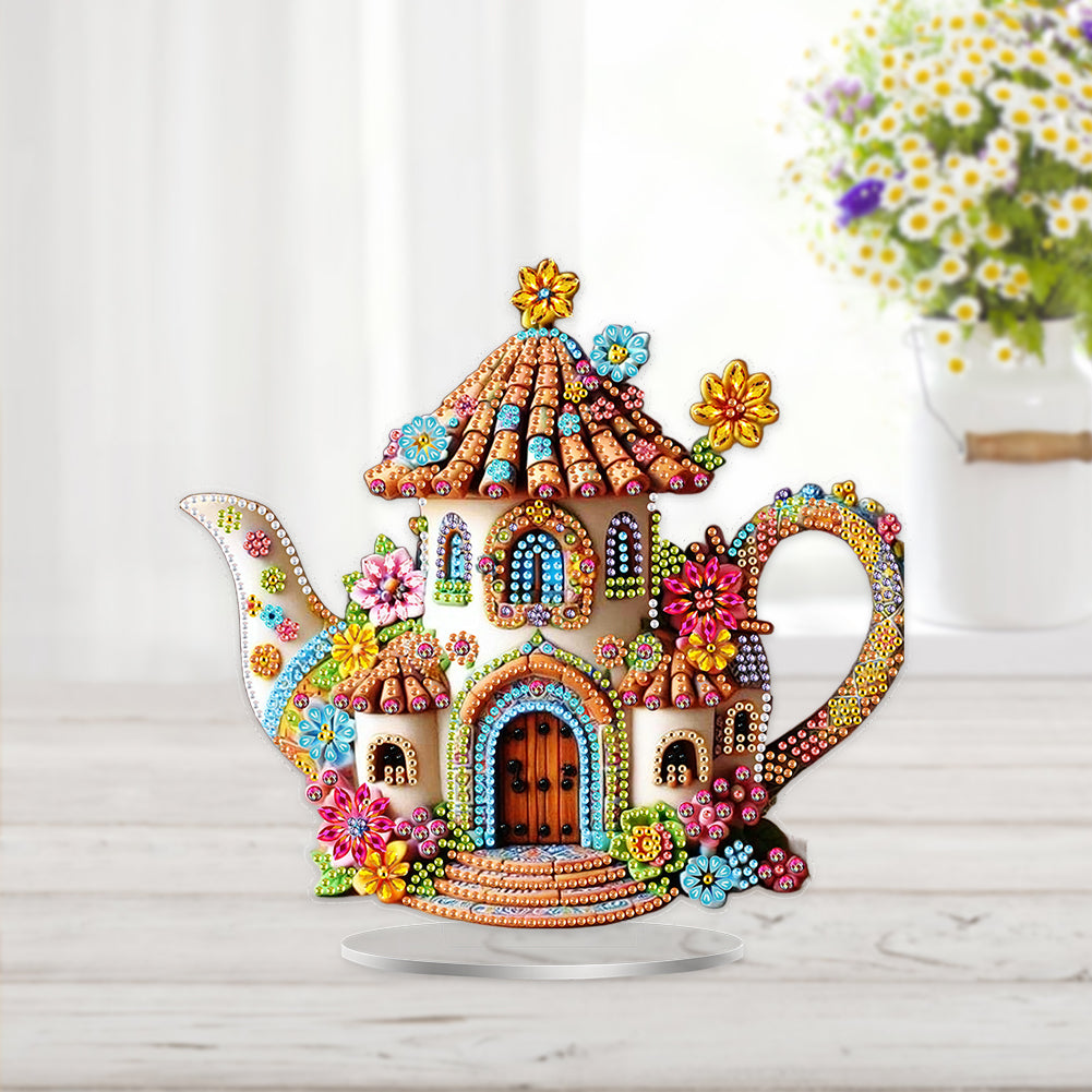 Acrylic Special Shaped Kettle 5D DIY Diamond Art Tabletop Decorations for Adults