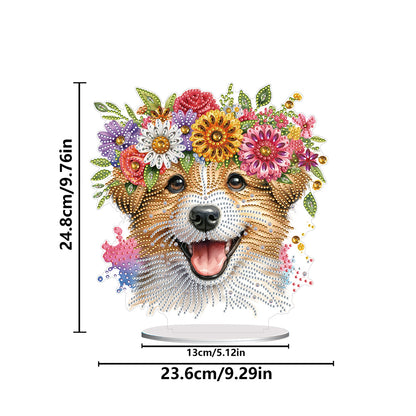 Acrylic Special Shaped Flower Puppy Diamond Painting Desktop Decoration for Home