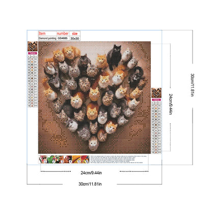 Love Cat - Full Round Drill Diamond Painting 30*30CM