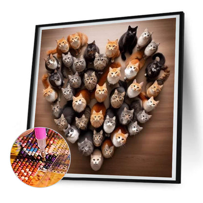 Love Cat - Full Round Drill Diamond Painting 30*30CM