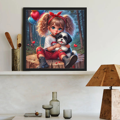 Cute Big Eyes Girl - Full Round Drill Diamond Painting 40*40CM