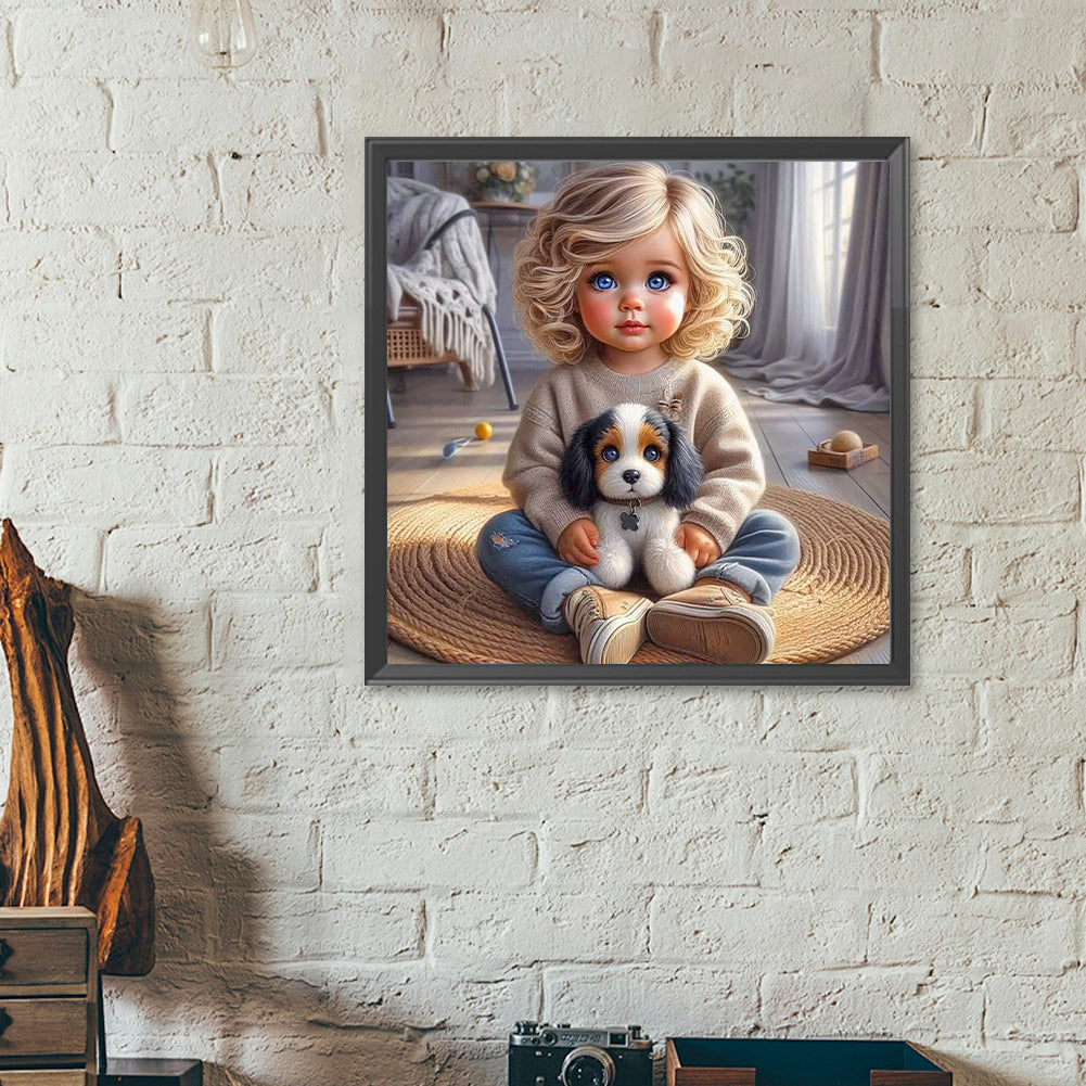 Cute Big Eyes Girl - Full Round Drill Diamond Painting 40*40CM