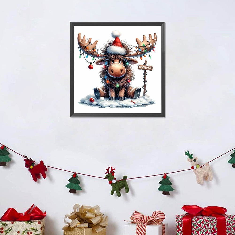 Christmas Deer - Full Round Drill Diamond Painting 30*30CM