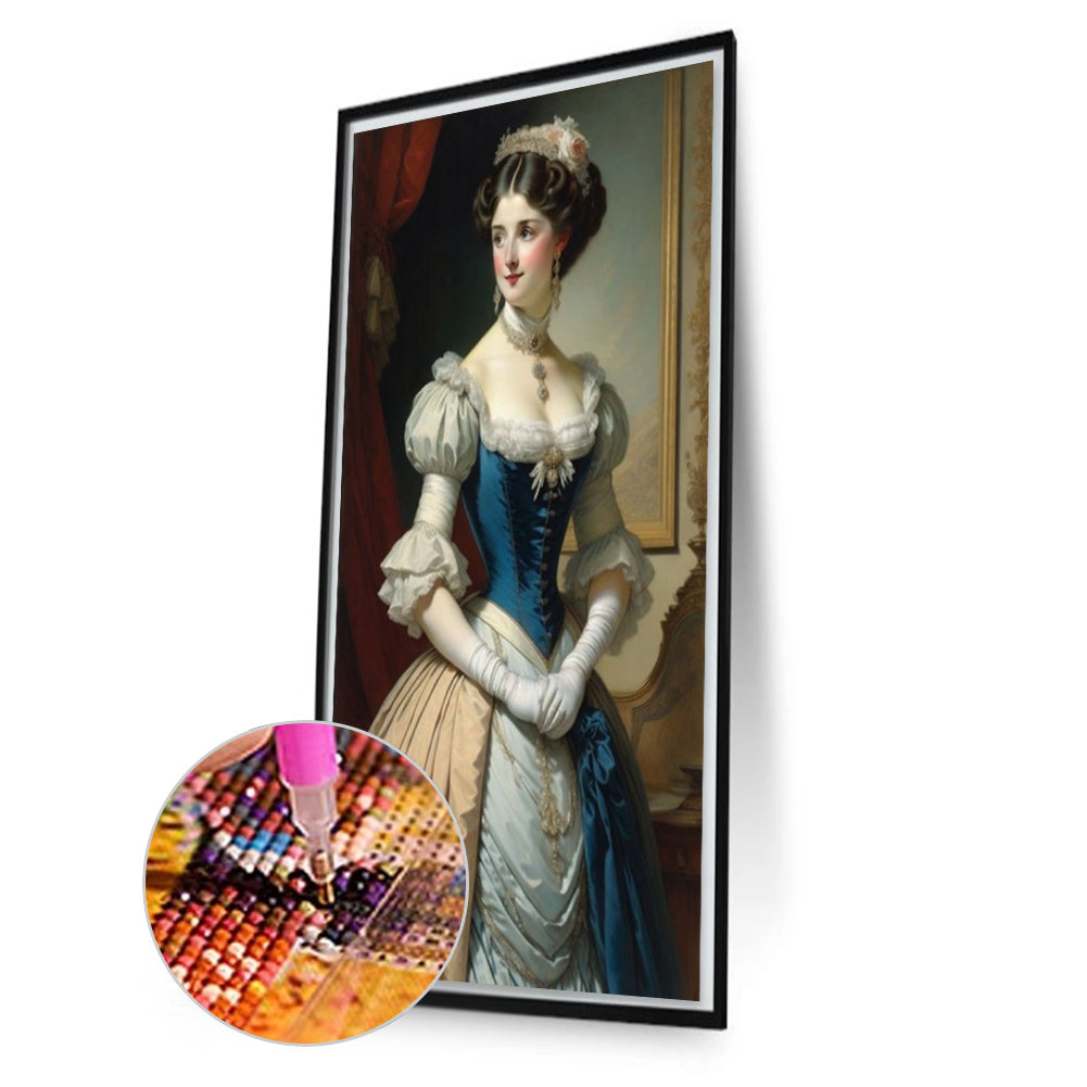 Retro Girl Portrait - Full AB Round Drill Diamond Painting 40*70CM