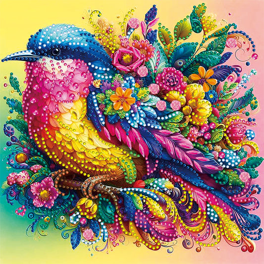 Colorful Birds And Flowers - Partial Special-Shaped Drill Diamond Painting 30*30CM