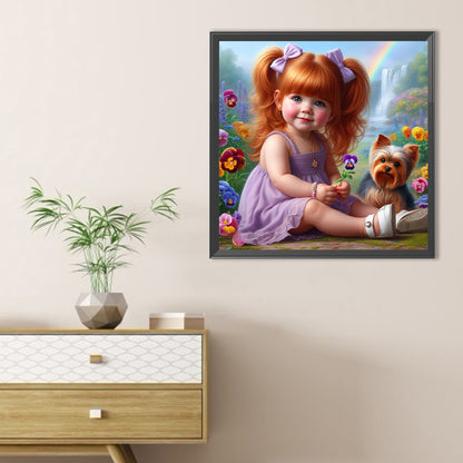 Cute Girl With Big Eyes - Full Round Drill Diamond Painting 40*40CM
