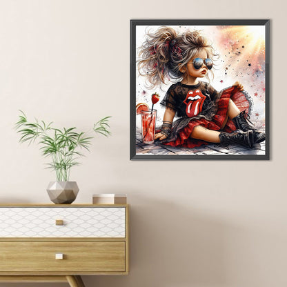 Cute Girl With Big Eyes - Full Round Drill Diamond Painting 40*40CM