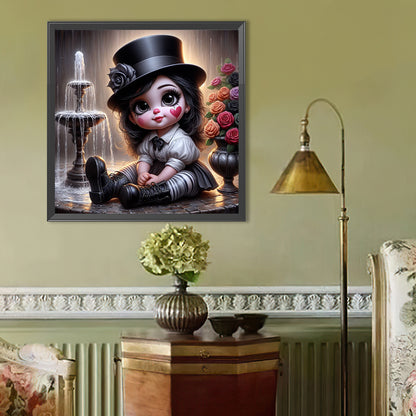 Cute Girl With Big Eyes - Full Round Drill Diamond Painting 40*40CM
