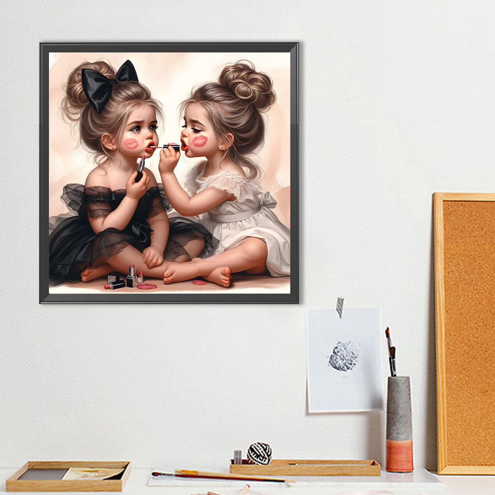 Cute Girl With Big Eyes - Full Round Drill Diamond Painting 40*40CM