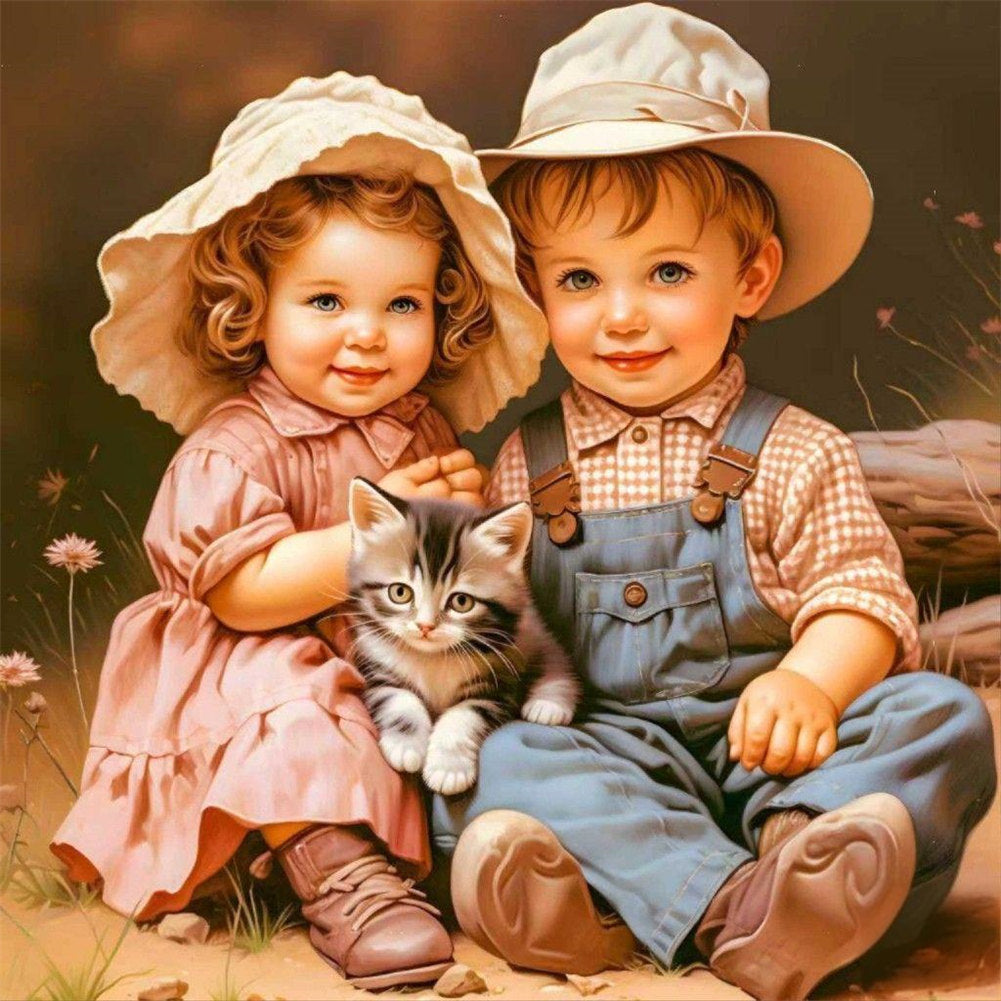 Childhood Sweethearts - Full Round Drill Diamond Painting 40*40CM