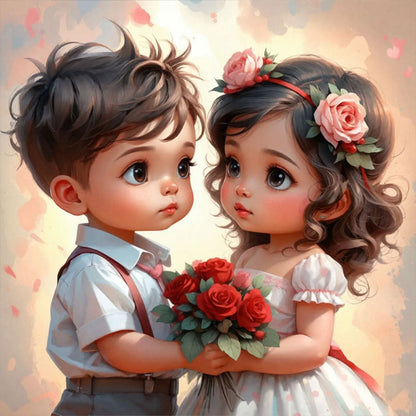 Childhood Sweethearts - Full Round Drill Diamond Painting 40*40CM