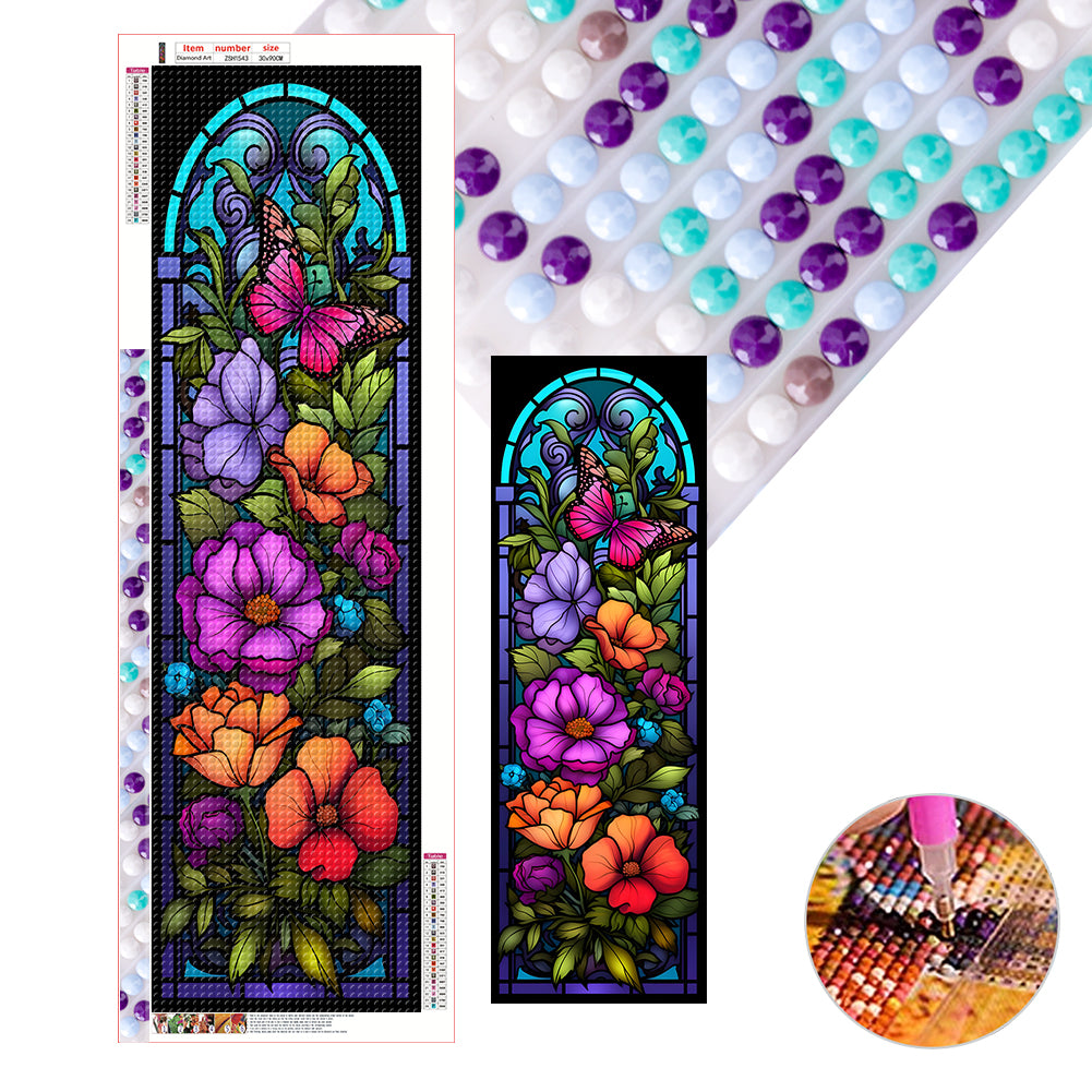 Poppy Glass Painting - Full Round Drill Diamond Painting 30*90CM