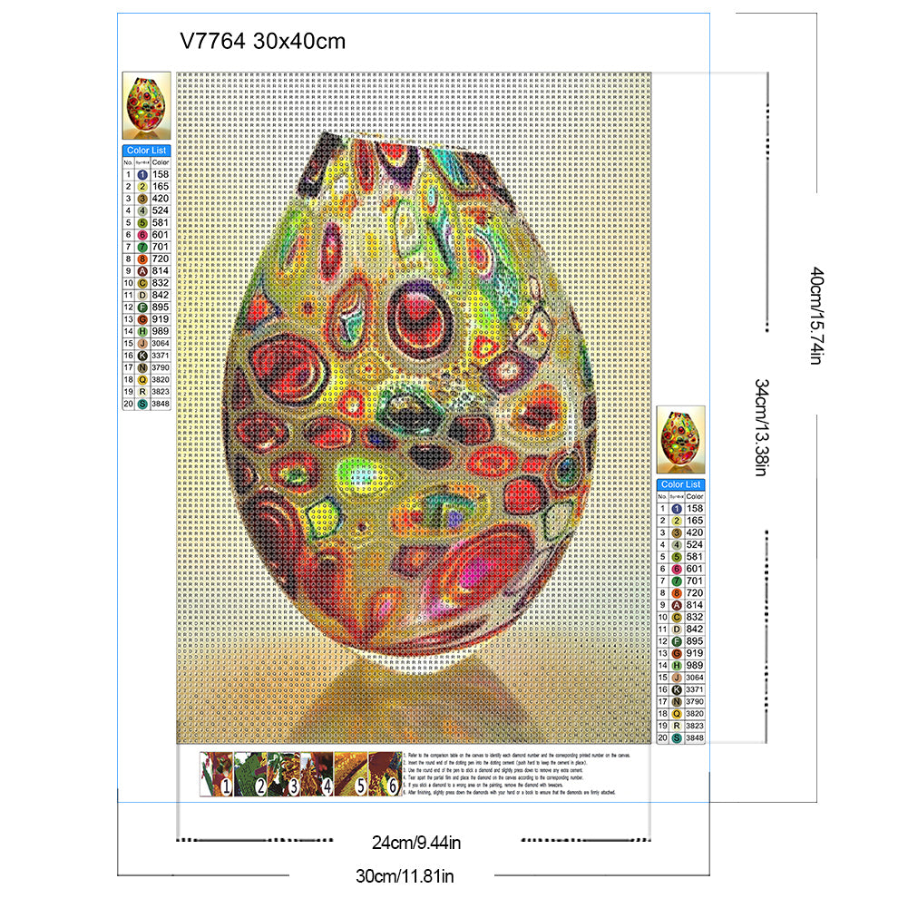 Spotted Vase - Full Round Drill Diamond Painting 30*40CM