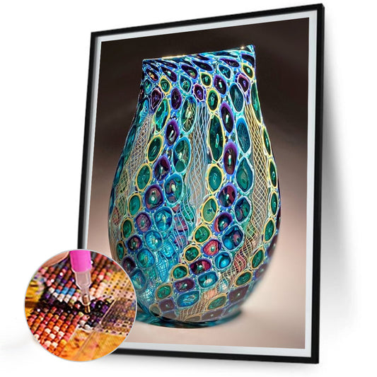 Blue And Green Vase - Full Round Drill Diamond Painting 30*40CM