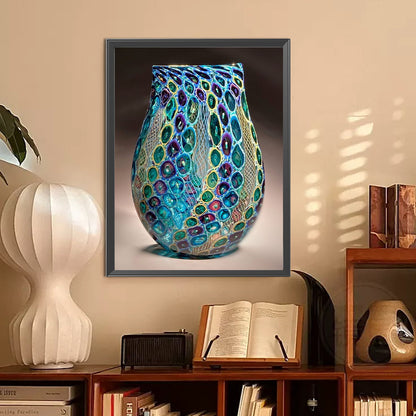 Blue And Green Vase - Full Round Drill Diamond Painting 30*40CM