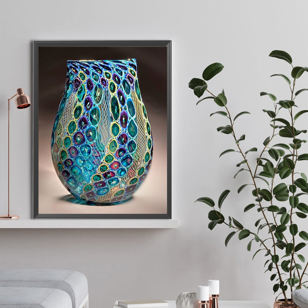 Blue And Green Vase - Full Round Drill Diamond Painting 30*40CM