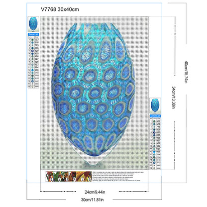 Blue Spotted Vase - Full Round Drill Diamond Painting 30*40CM