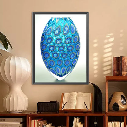 Blue Spotted Vase - Full Round Drill Diamond Painting 30*40CM