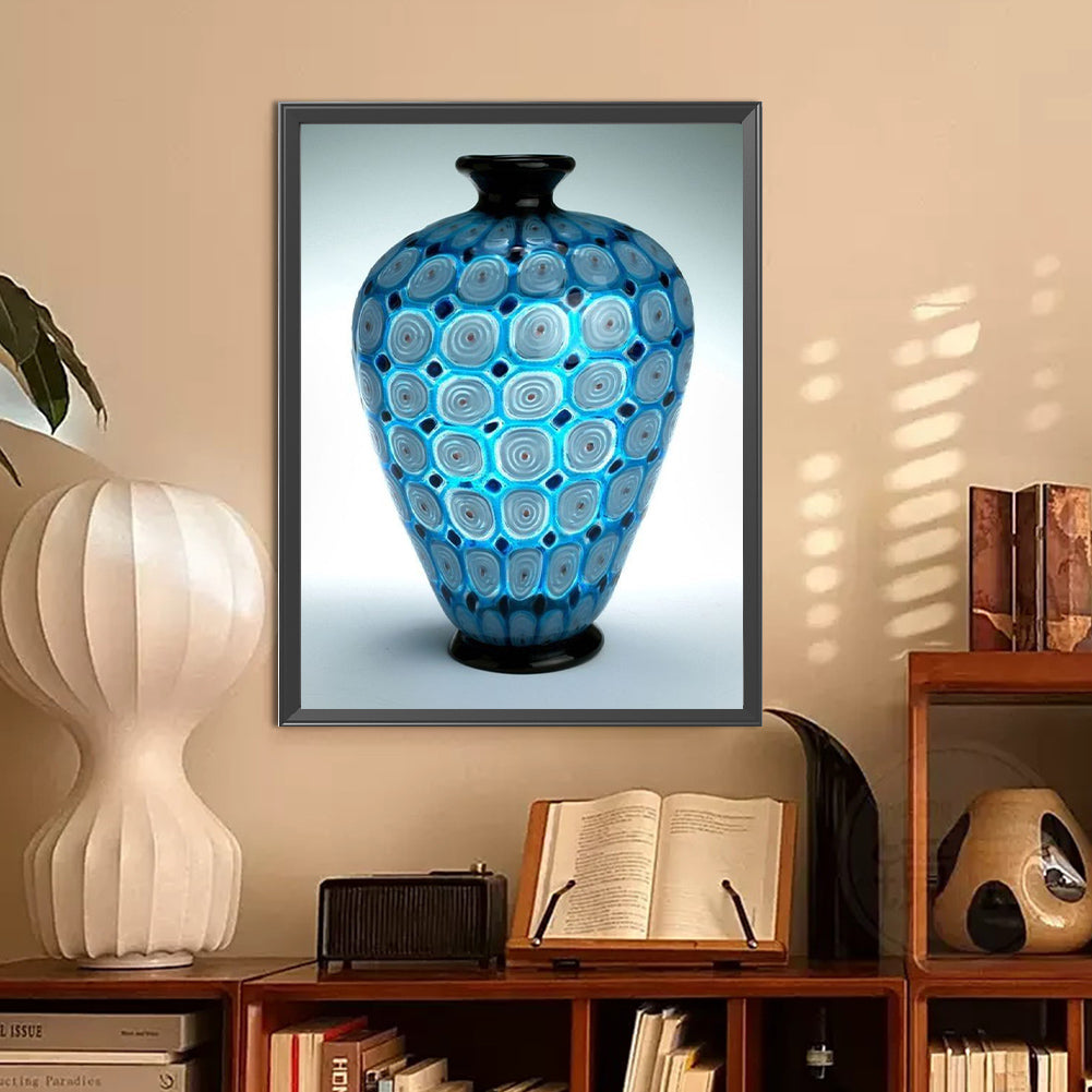Blue Vase - Full Round Drill Diamond Painting 30*40CM